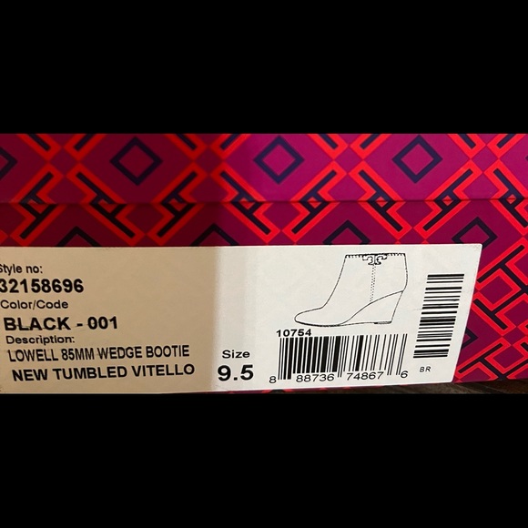 NIB Tory Burch Black Lowell Wedge Bootie size 9.5 - Picture 5 of 7